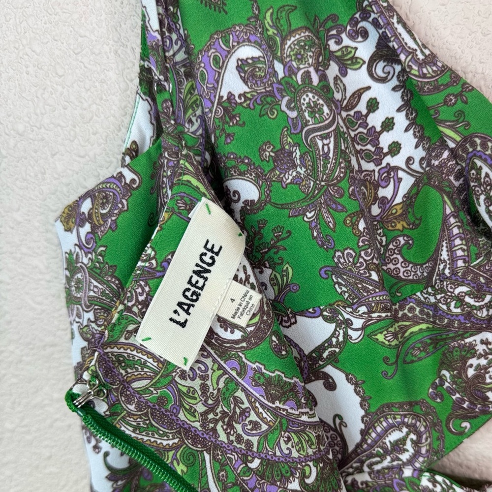 L'AGENCE Green and Gray Paisley Maxi Dress - Picture 7 of 7